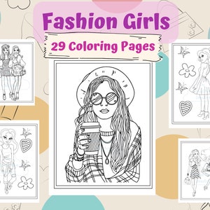 Fashion Girls Coloring Sheets, Fashion Girl Coloring Book for Kids,  Fashion Printable Activity Pages for Girls, Digital Download