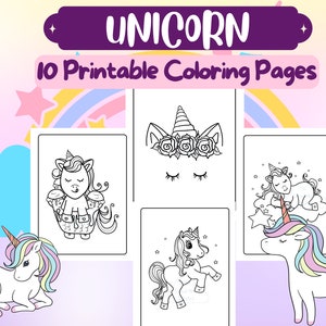 Cute Unicorn Coloring Pages, Unicorn Coloring Book for Girls, Unicorn Printable Activity Sheets for Kids and Toddlers, Digital Download