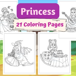 Princess Coloring Pages, Princess Coloring Book for Girls, Princess Printable Activity Sheets for Kids, Digital Download