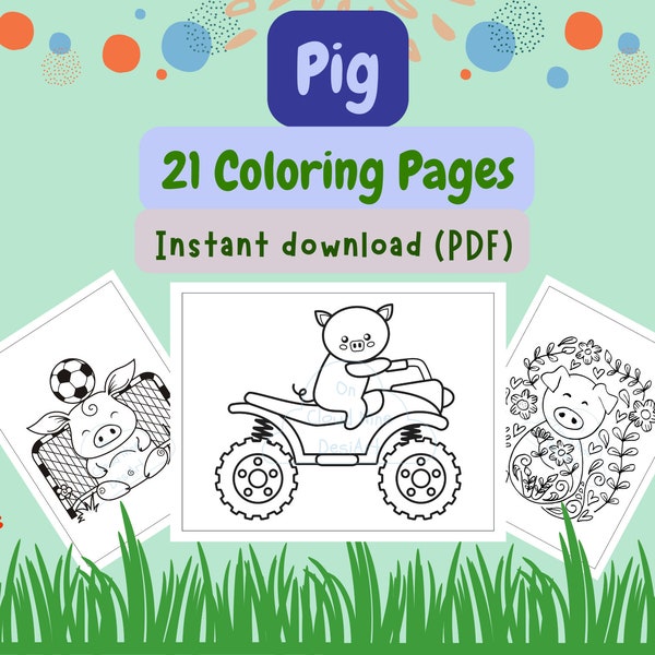 Varken kleurplaten, varkens kleurboek voor kinderen, varkens afdrukbare activiteitenbladen voor kinderen, digitale download