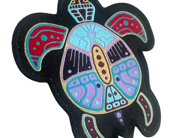 Indigenous Turtle Embroidered Iron On Patch - 3” x 3”