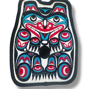 Indigenous Bear Embroidered Iron On or Sew On Patch  - 3” x 2.5”