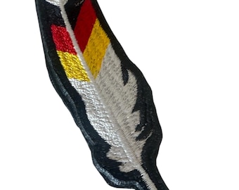 Indigenous Feather Embroidered Iron on  or Velcro Patch