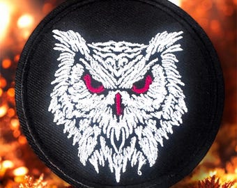 Native Owl Embroidered Iron On Patch - 3” x 3” with velcro back