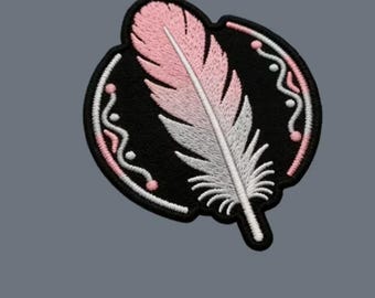 Pretty Pink Native Feather - Iron On Vinyl DTF Patch