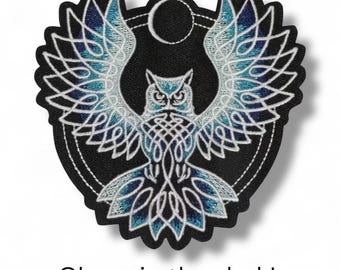 Unique Indigenous Owl Embroidered Iron On Patch - Glows In The Dark!