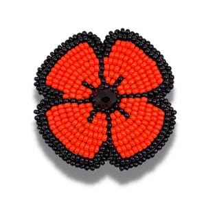 Indigenous made Beaded Poppy Lapel Pin for Remembrance Day / Veterans Day - Great Christmas Gift! Idea