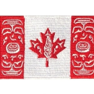 First Nations Canadian Flag 3&quot; x 2&quot; Embroidered Iron on Patch - Fundraiser for Indigenous Nonprofit Society