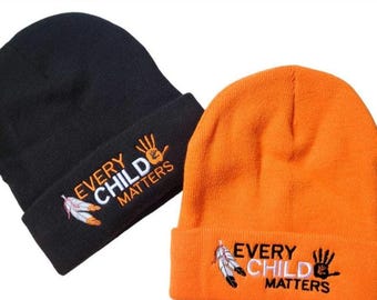 Indigenous awareness beanie hat - orange or black