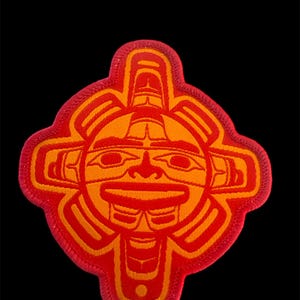 Canadian Indigenous Chilkat Sun Embroidered Iron on or Sew On Patch - 2.5” x 2.5”