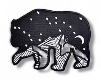 indigenous Starry Mountain Bear Embroidered Iron On Patch