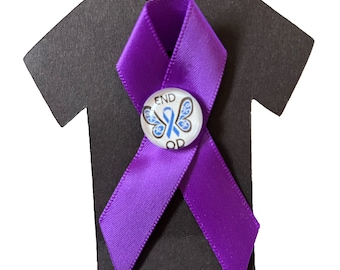 End Overdose Purple Awareness Ribbon (Butterfly) - Addiction Recovery, Overdose Prevention - Non-profit Indigenous Society Fundraiser