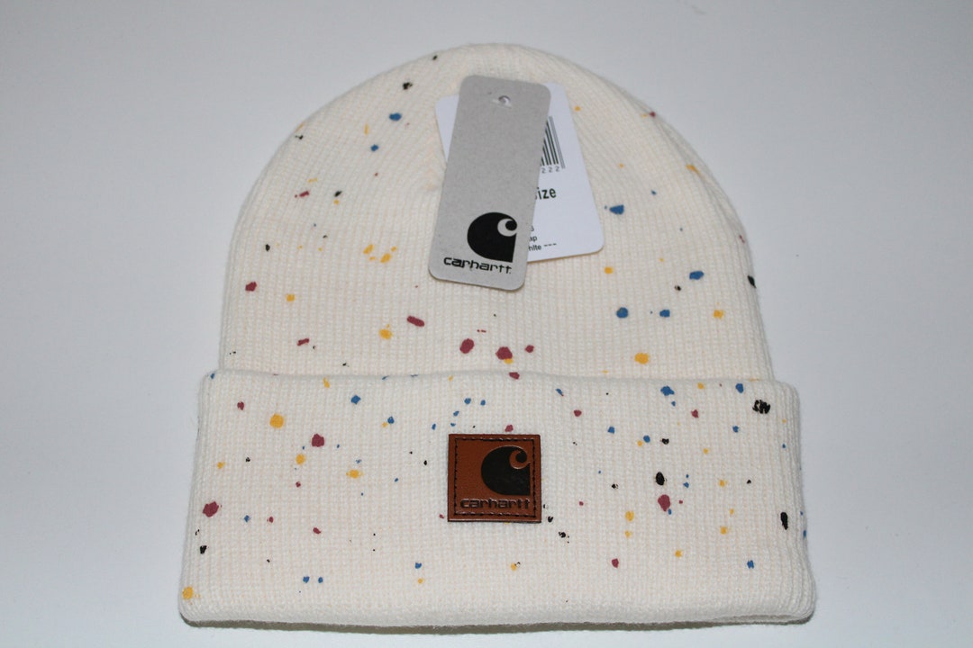 Carhartt Beanie Limited Edition White Paint Confetti Acrylic Etsy
