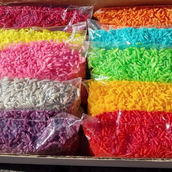 10 Bags of Coloured Rice Rangoli Coloured Rice Vibrant colours Hand Made Coloured Rice