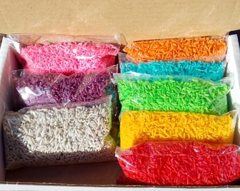 8 Bags of Coloured Rice Rangoli Coloured Rice Vibrant Colours Hand Made