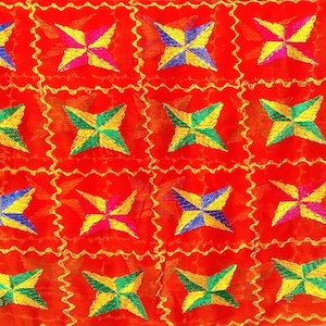 Phulkari Dupatta -  Orange Multicolour
