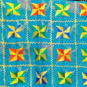 Phulkari Dupatta -  Light Blue Multicolour / Farozi