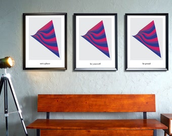 3 Bisexual Flag Art, Bisexual art, bisexual flag, bisexual pride flag, pride poster, lgbtq poster, bi flag, bisexual, bisexual pride