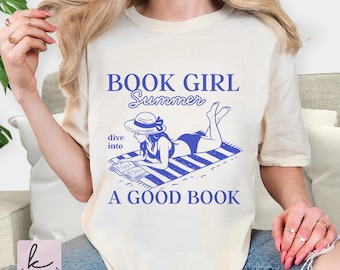 Retro Book Girl Summer SVG PNG, Beach Reader (Digital Download)