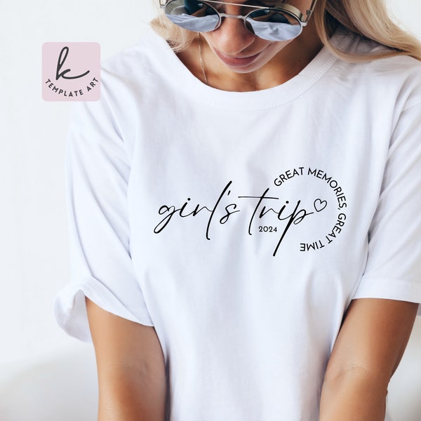 Aesthetic Girl's Trip 2024 Great Memories Great Time shirt Svg file, Girl's Weekend, Girls Vacay Png, Girls Night Out Dxf, Girl's Trip 2024.