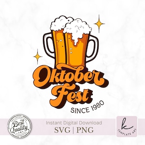 Octoberfest Design PNG for Shirt, Beer Mug Clipart, Oktoberfest Since 1980, Oktoberfest party, Beer Festival Shirt, INSTANT DOWNLOAD
