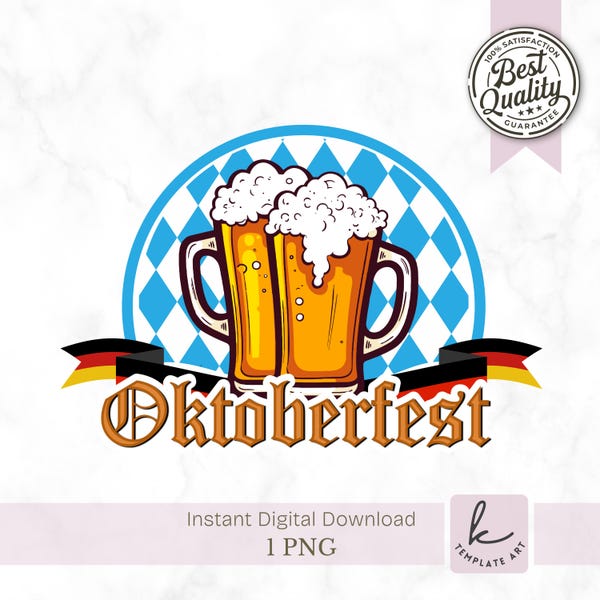 Oktoberfest Beer Mug Design, Fall Festival Clipart (PNG Digital Download)