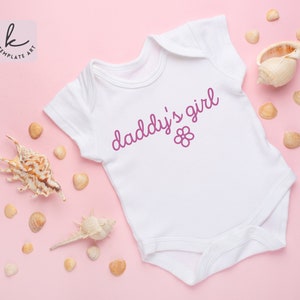 Flower Simple Easy Daddy&#39;s Girl Shirt Svg File, Daddy and Daughter Dxf, Father&#39;s Day Svg, Baby Girl Shirt Svg, Cut file Cricut.
