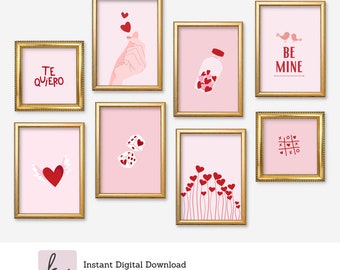 Valentine&#39;s Day Pink Printables Wall Art Valentines Day Print Romantic Art Love Print Home Decor Gift