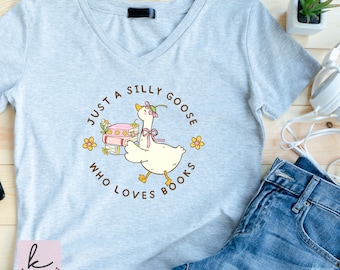 Silly Goose Reading Books SVG, Funny Book Lover PNG (Digital Download)