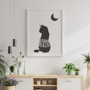 Boho Vintage Karma is a Cat Shirt Svg File, Karma is a Cat png, Bohémien Wall Art, File for Cut, Boho Vintage Decoration, Commercial Use.