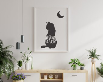 Boho Vintage Karma is a Cat Shirt Svg File, Karma is a Cat png, Bohémien Wall Art, File for Cut, Boho Vintage Decoration, Commercial Use.