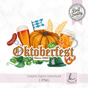 Oktoberfest Design PNG for Shirt, Beer Mug, Oktoberfest Since 1980 Clipart, Oktoberfest party, Fall Festival Shirt, INSTANT DOWNLOAD