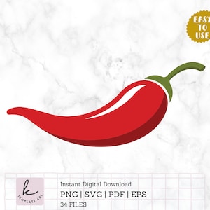 Chilli Illustration Svg for Craft Art Hot Red Pepper Layered File Clipart vegetable Separate Pieces Vector Pepper Cut File per Cricut