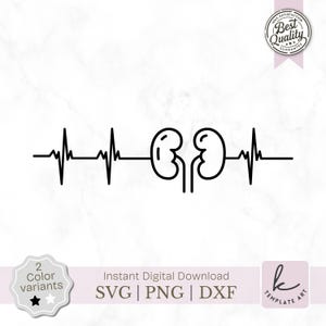Kidney Heartbeat Svg Cut File for Craft Art and T-Shirt Nurse PCT Dxf Doctor Life Dxf Coffee Mug Cup Designs Sublimation Vinyl Png