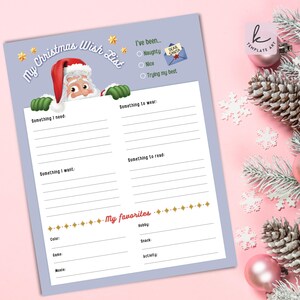 Blaue Weihnachtsmann-Kinderwunschliste Png Kinder-Weihnachtsgeschenkliste Druckbare zu Hause Jpg Kinderwunschliste Brief an Santa Pdf