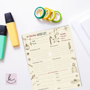 Lista de deseos para tiendas boutique Lista de deseos de Navidad para adolescentes en formato PDF Hermosa lista de deseos navideña en color beige para completar para tiendas Vacaciones Adolescente Niño Niña