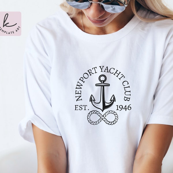 Beautiful Unisex Newport Yacht Club Est 1946 Shirt Svg File, Yacht Club Svg, Sail Boat Png, Vintage Newport Club Svg, Summer Shirt Png.