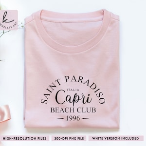 Camisa estilo italiano icónica Capri Beach Club Svg Archivo, Capri Italia Svg, La dolce vita, Camisa de vacaciones de Italia, Playa svg, Moda italiana png