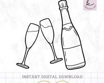 Clipart SVG de champán, saludos de boda, fiesta de Año Nuevo (descarga digital)