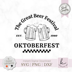 Octoberfest Design PNG for Shirt, Beer Mug Clipart, Oktoberfest Since 1980, Oktoberfest party, Beer Festival Shirt, INSTANT DOWNLOAD