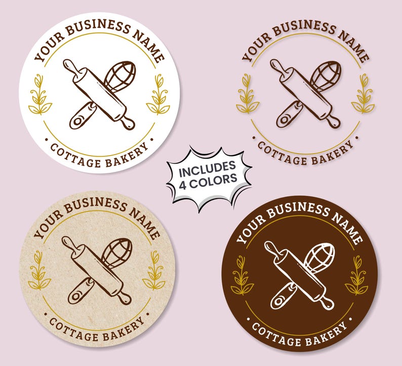 Property Label Sample Rustic Cottage Bakery Logo Template, Editable Canva Round Logo ...