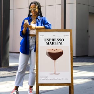 Plakat Espresso Martini Koktajl Wystrój Domu Bar Cart Sztuka Impreza Podpis Napój Sztuka Ścienna Dom Znak