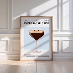 Minimalistyczne Espresso Martini, Przepis Wydruk Koktajlu, Sztuka Ścienna Miłośnik Kawy, Wystrój Domowego Baru 2025, Nowoczesny Wydruk Kuchenny