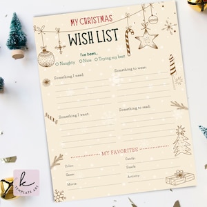 Schöne Weihnachtswunschliste für Jugendliche Junge und Mädchen Pdf Png Jpg Weihnachten Urlaub Geschenke Checkliste Spiel für Kinder Brief vom Weihnachtsmann