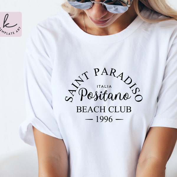 Iconic Italian Style Shirt Positano Beach Club Svg File, Costiera Amalfitana Svg, Positano Italy Svg, La dolce vita, Italy holiday Shirt.