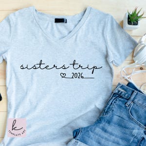 Systrarresa 2026-tröja SVG, Minimal Sisters Trip PNG (digital nedladdning)