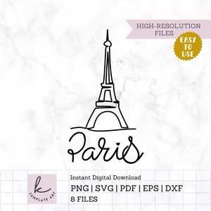 Monoline Souvenir Paris Eiffel Tower Shirt Svg File, Paris Shirt Png, French City, Travel Shirt Png, Paris Silhouette Png, Vinyl Transfer.