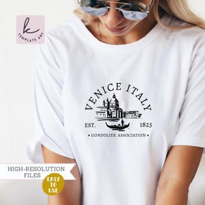 Venice Italy Gondolier Association Since 1825 Svg Venezia Gondola Souvenir T-shirt Png File Italian Style fashion Easy To Use Files Cricut