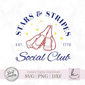 Layered SVG Stars & Stripes Social Club America 4. Juli Sublimation PNG Datei Patronischer Juli-Druck-Dateien Für Cricut T-Shirt Designer.