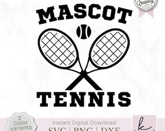 Mascota de tenis SVG, diseño de logotipo de equipo (descarga digital)